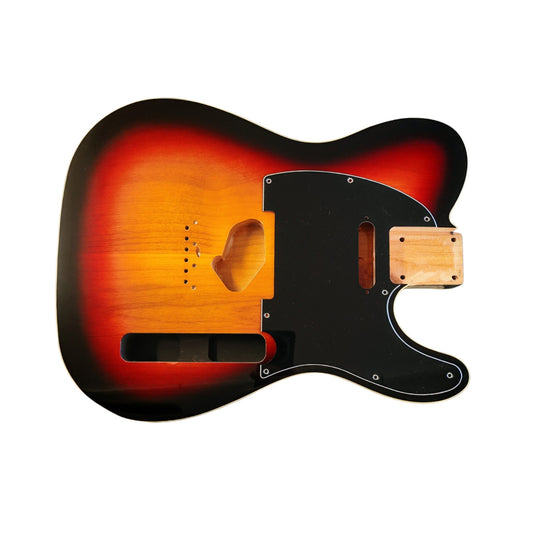 3-Tone Sunburst nitro gloss T-Style guitar body with double cream binding