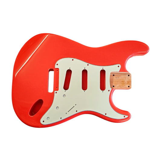 Fiesta Red nitro gloss S-Style guitar body, 2-piece alder