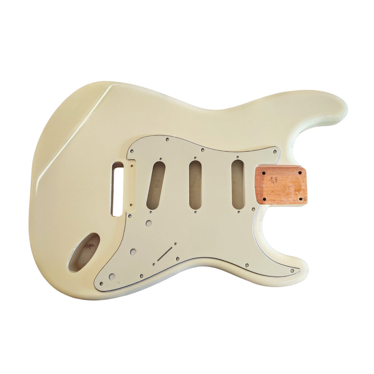 Olympic White nitro gloss S-Style guitar body, 2-piece alder