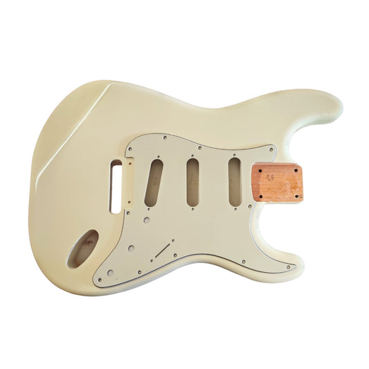Olympic White nitro gloss S-Style guitar body, 2-piece alder